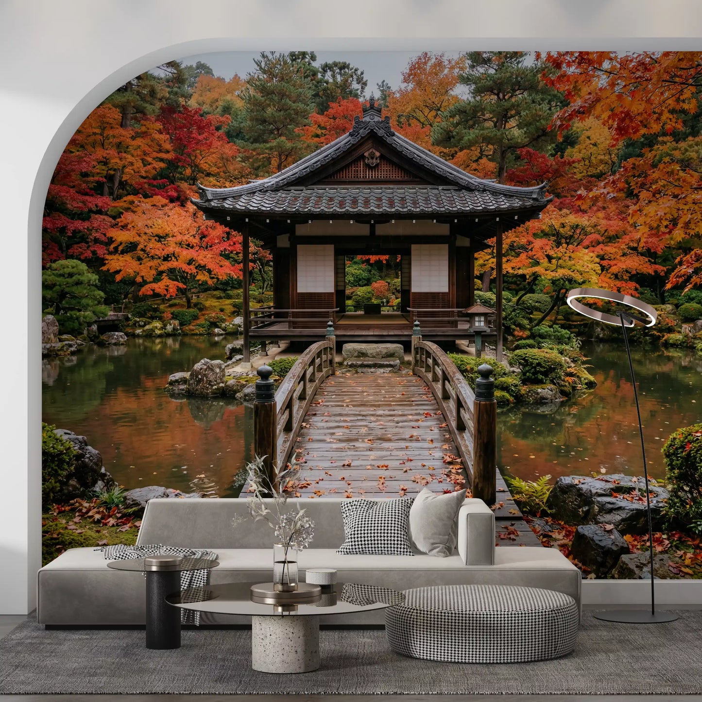 Autumn Temple Calm Wall Mural