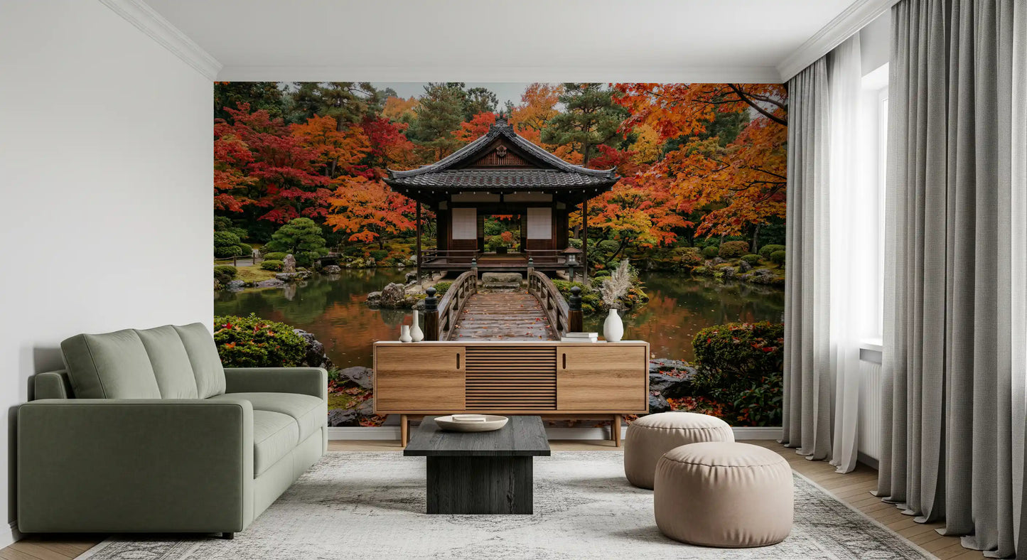 Autumn Temple Calm Wall Mural