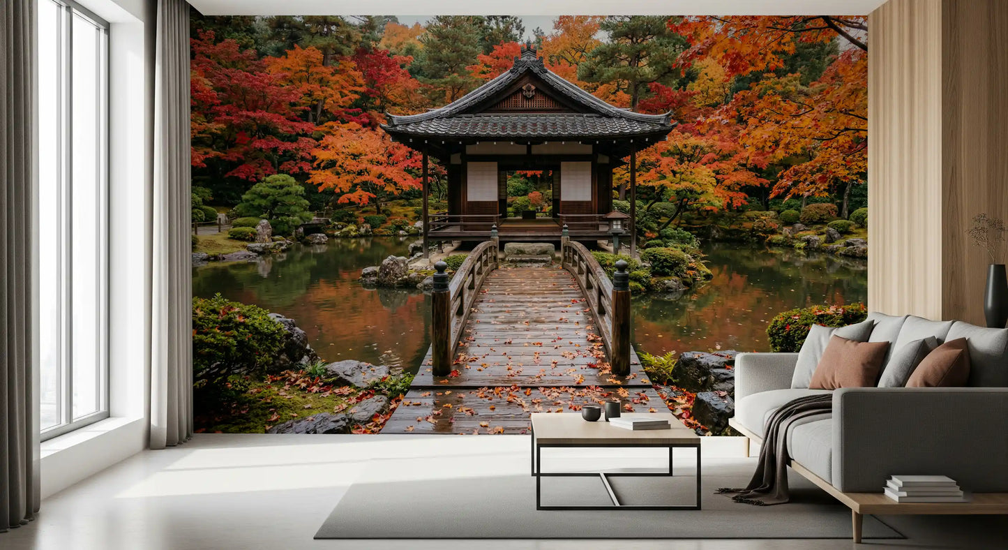 Autumn Temple Calm Wall Mural