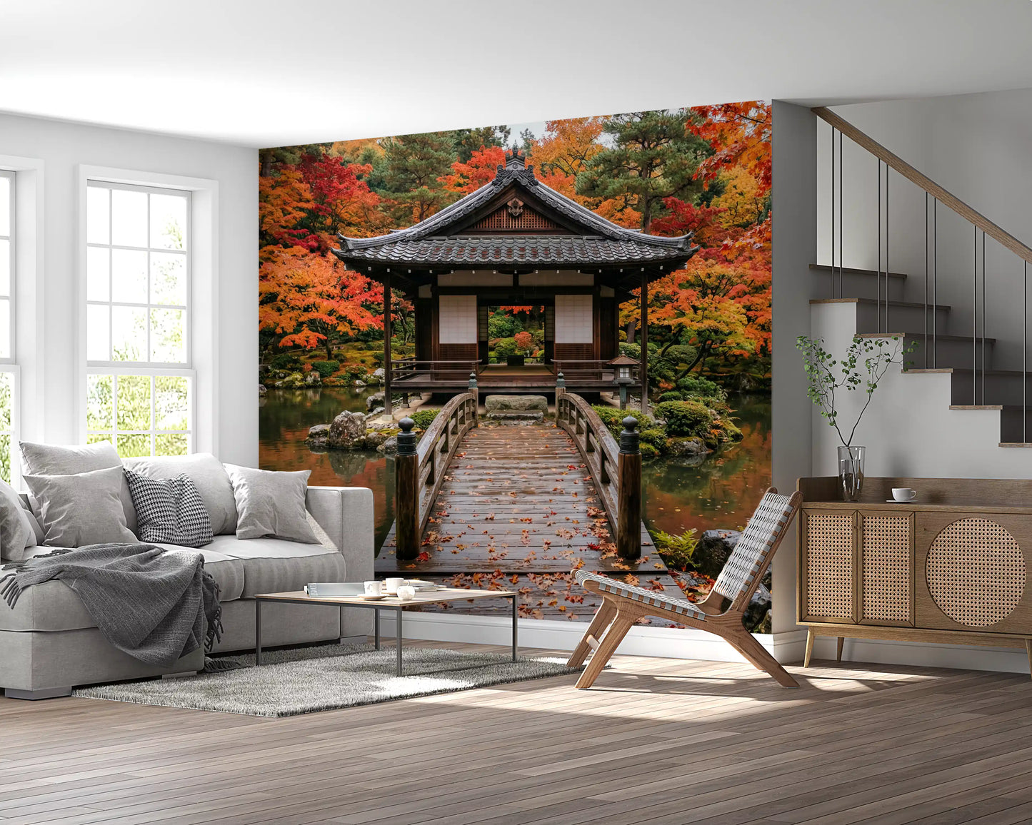 Autumn Temple Calm Wall Mural