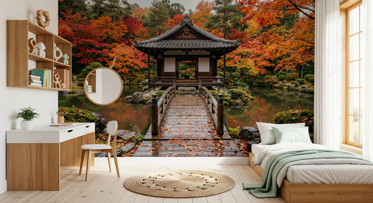 Autumn Temple Calm Wall Mural