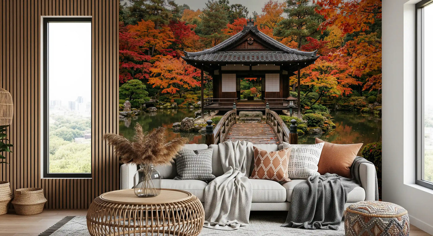 Autumn Temple Calm Wall Mural