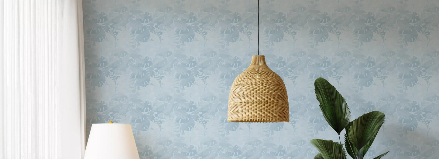 Misty Blue Leaf Layers Monstera  Wallpaper⁠