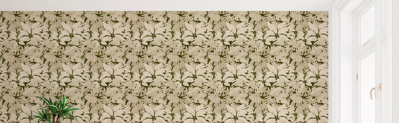 Serene Botanical Rustic Monstera  Wallpaper⁠