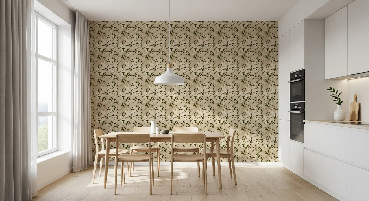 Serene Botanical Rustic Monstera  Wallpaper⁠