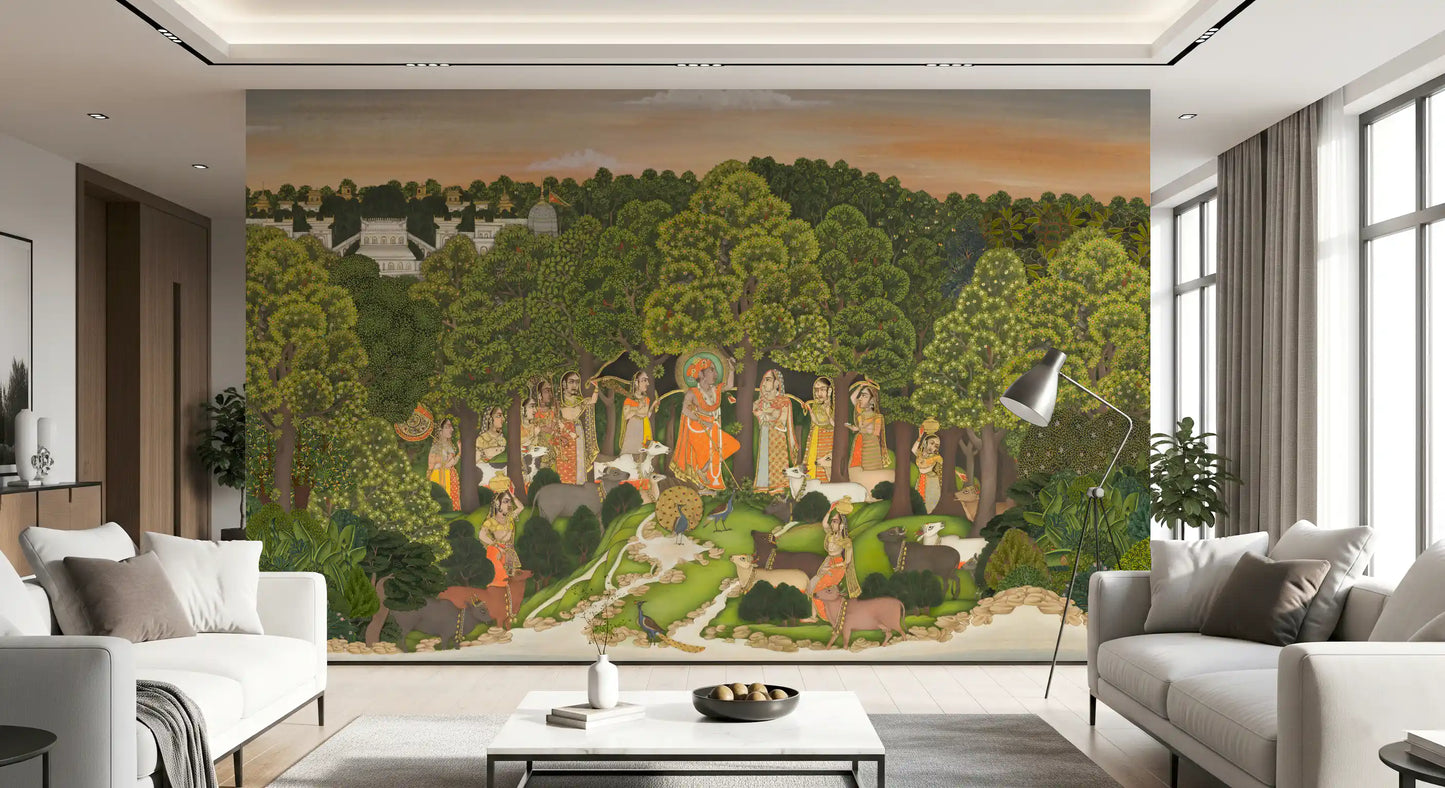 Vrindavan Forest Gathering Wall Mural