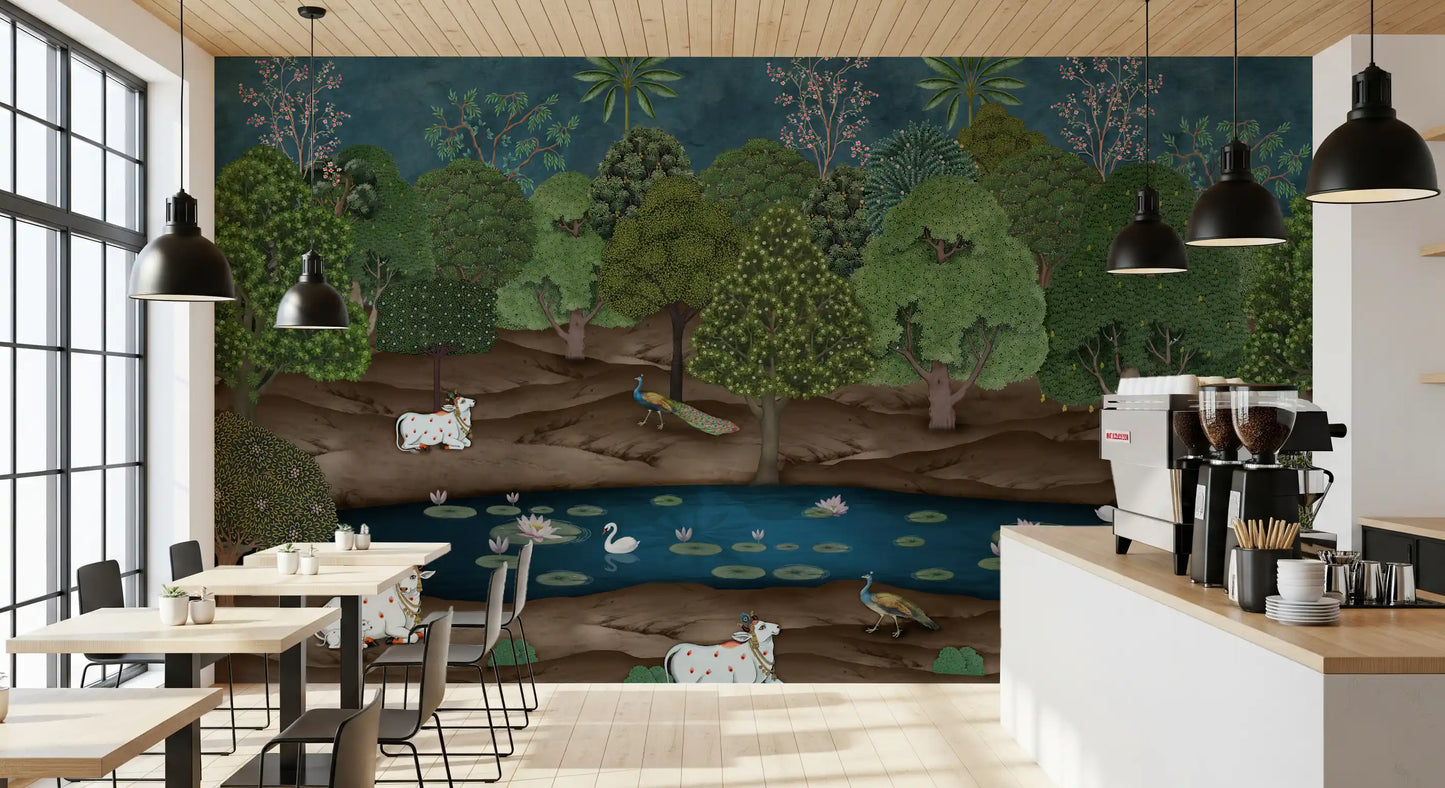 Pichwai Forest: Divine Grace Wall Mural