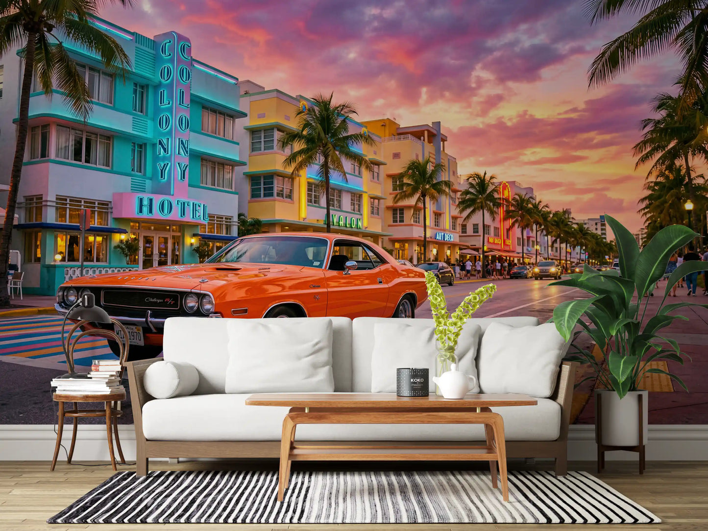 Ocean Drive Sunset Ride Wall Mural