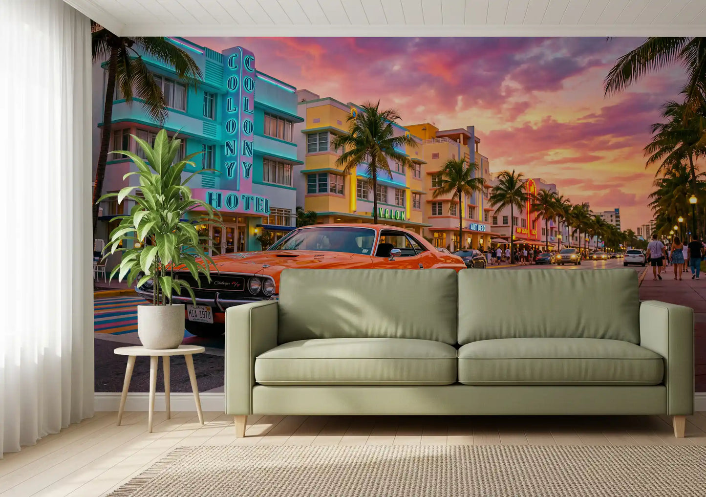 Ocean Drive Sunset Ride Wall Mural
