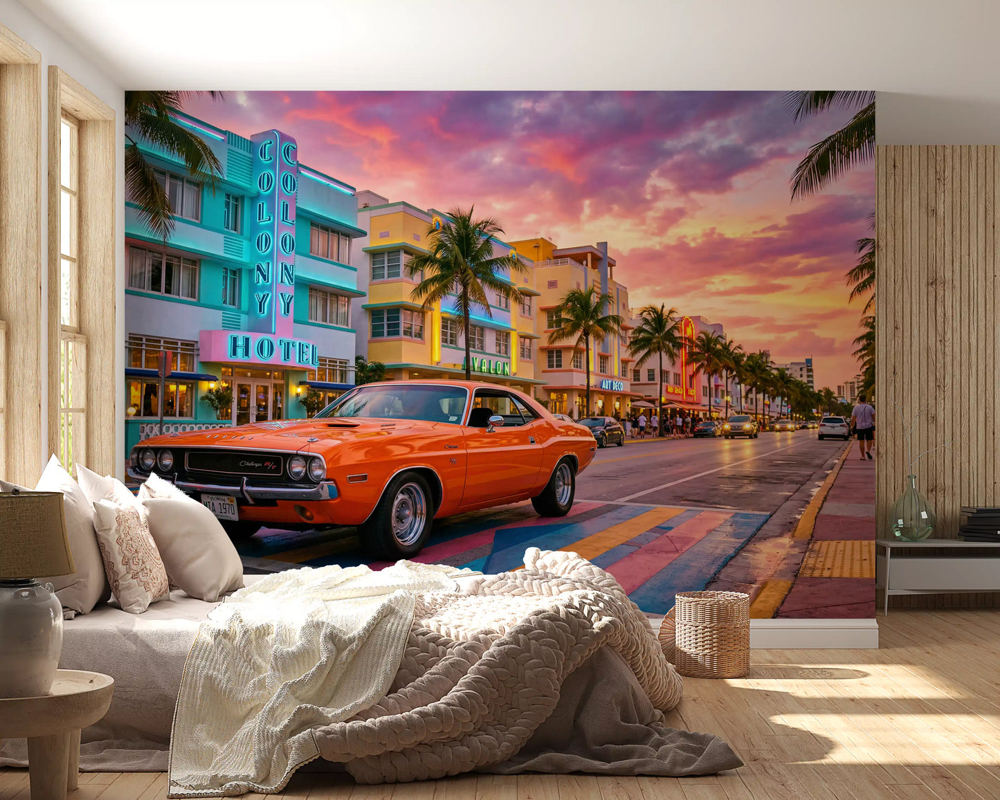 Ocean Drive Sunset Ride Wall Mural
