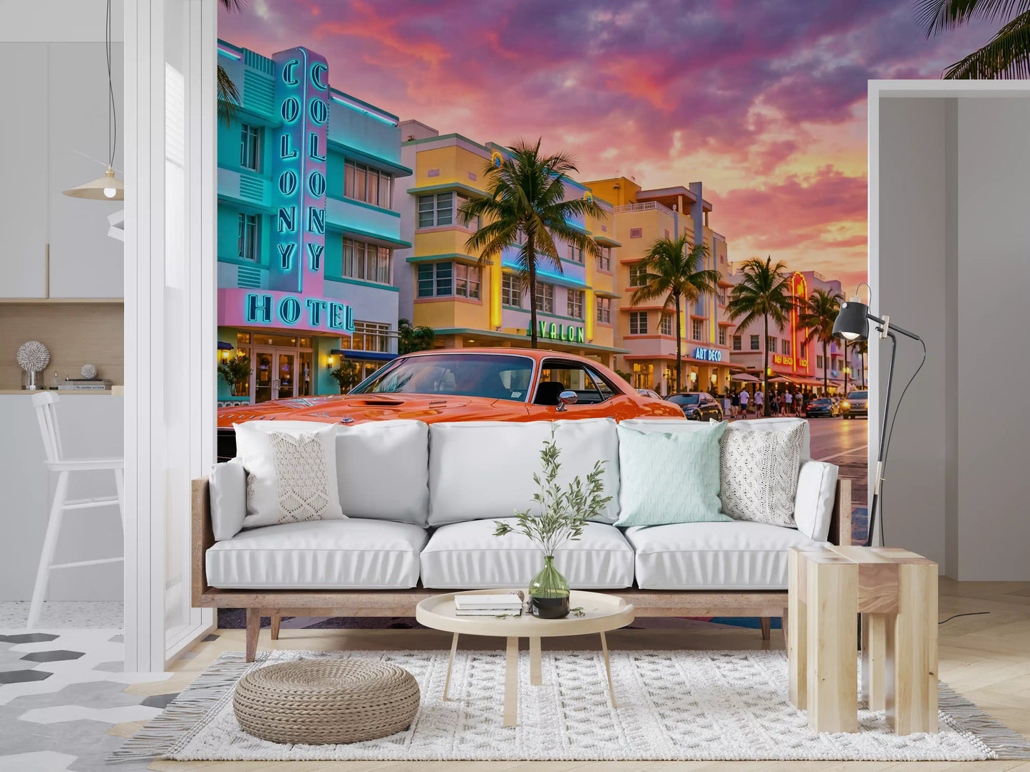 Ocean Drive Sunset Ride Wall Mural