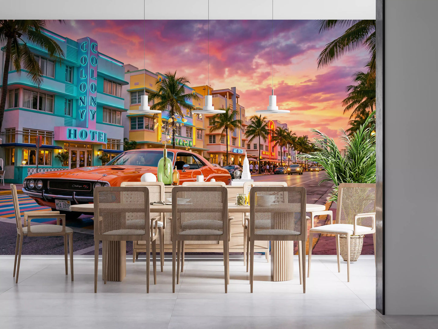 Ocean Drive Sunset Ride Wall Mural