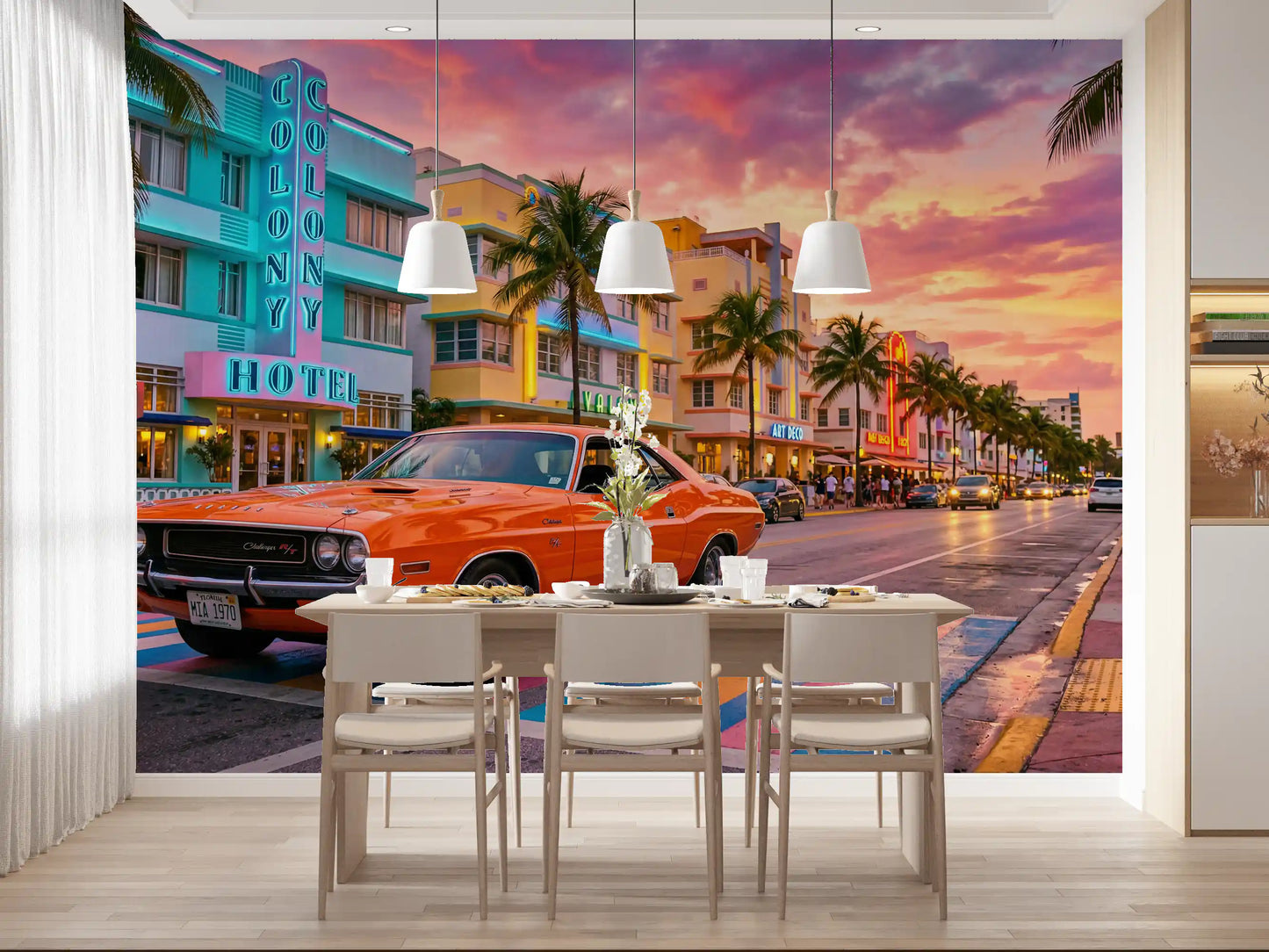 Ocean Drive Sunset Ride Wall Mural