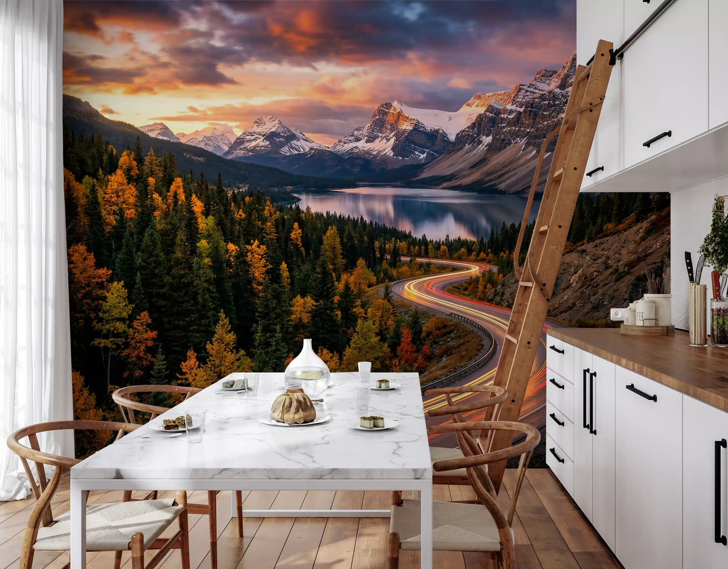Alpine Sunset Drive Wall Mural