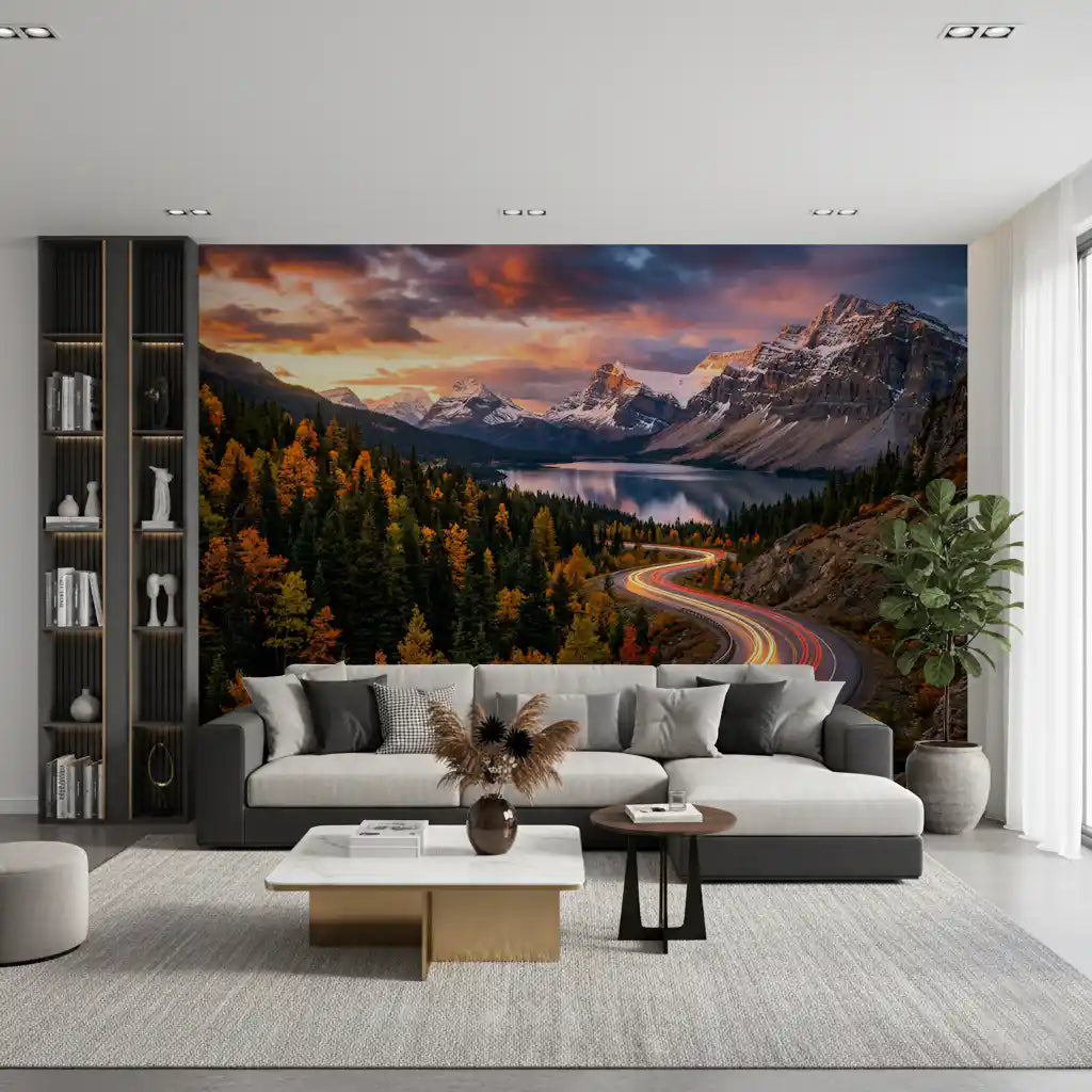 Alpine Sunset Drive Wall Mural