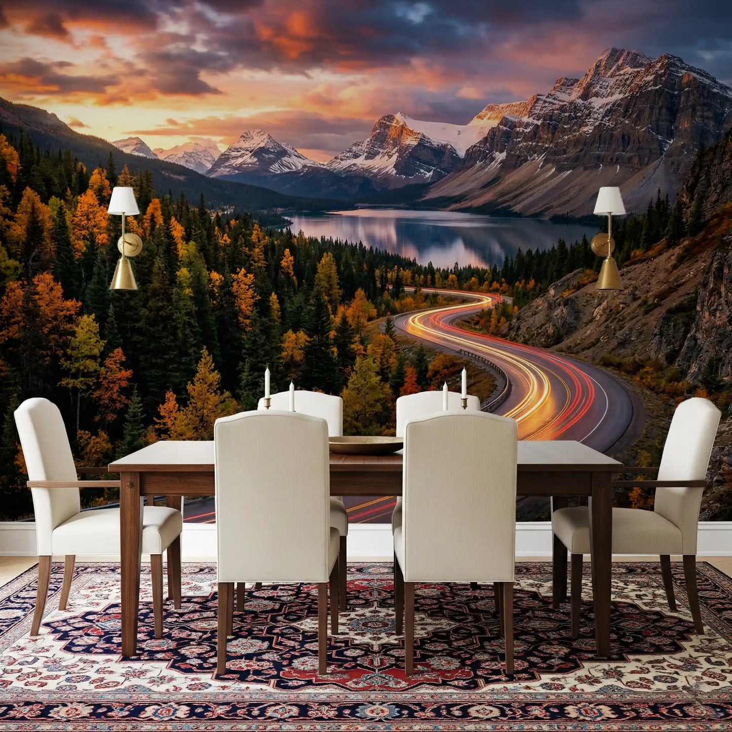 Alpine Sunset Drive Wall Mural