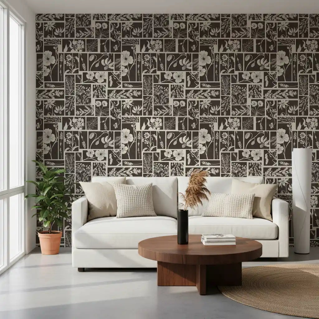 Botanical Block Print Wallpaper⁠