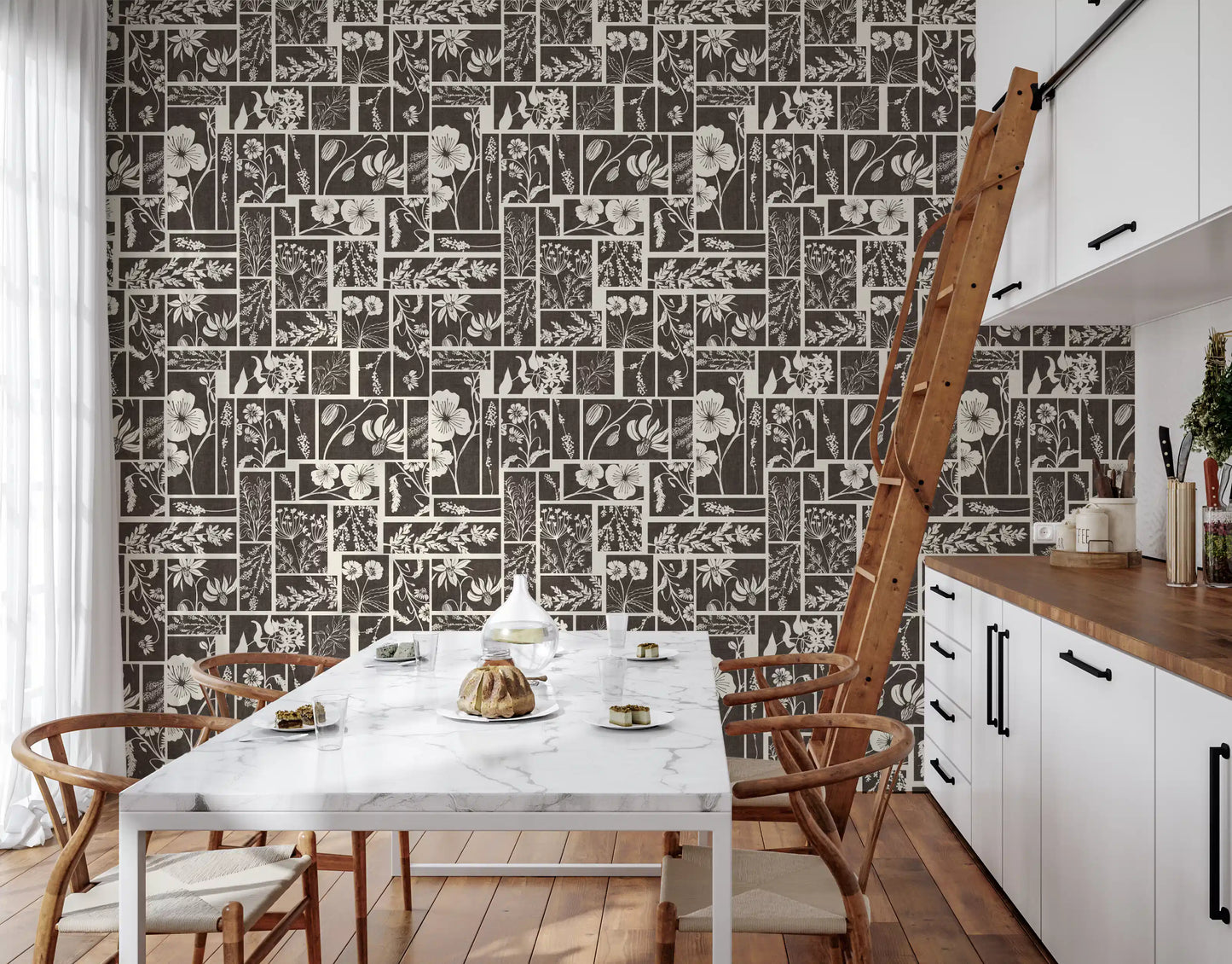 Botanical Block Print Wallpaper⁠