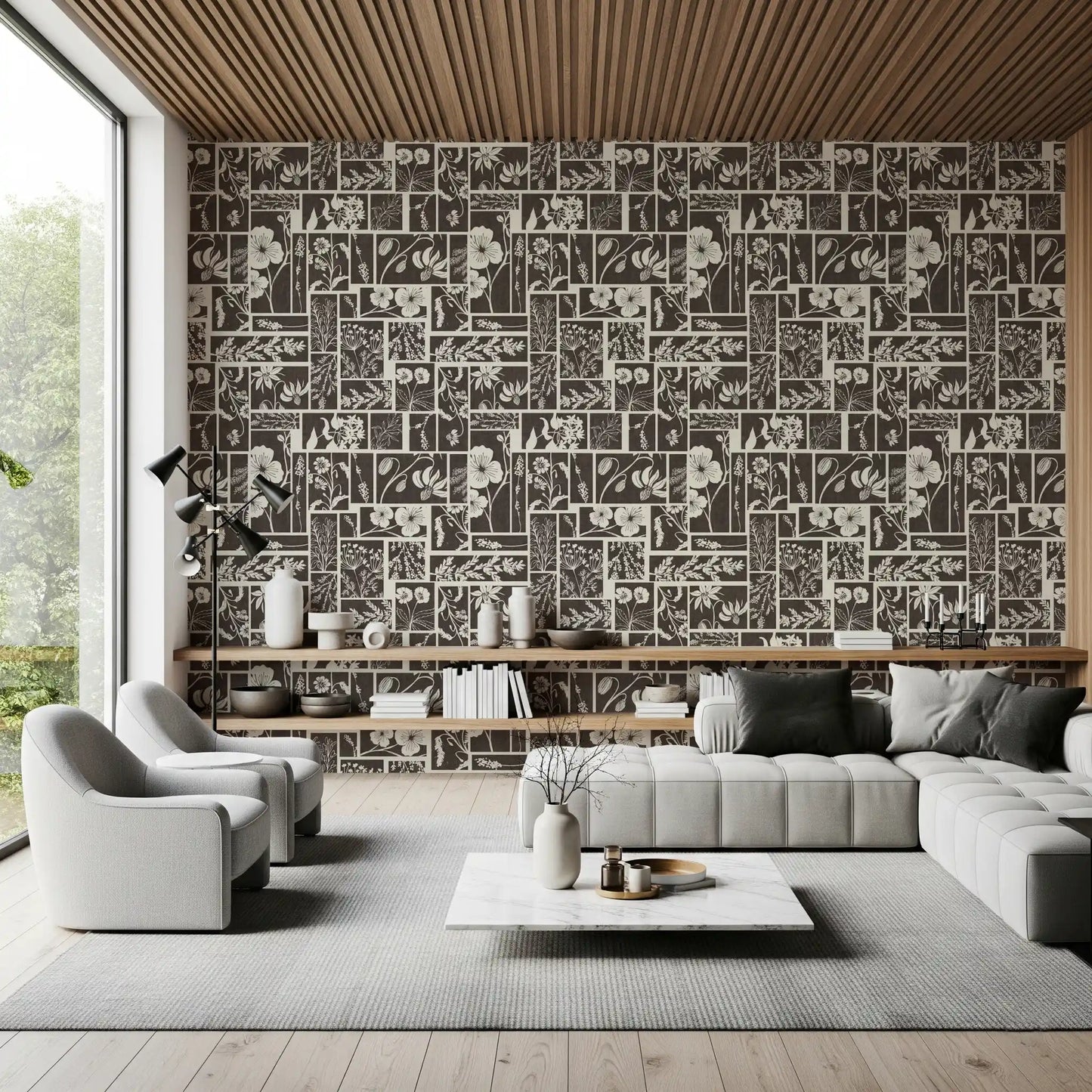 Botanical Block Print Wallpaper⁠