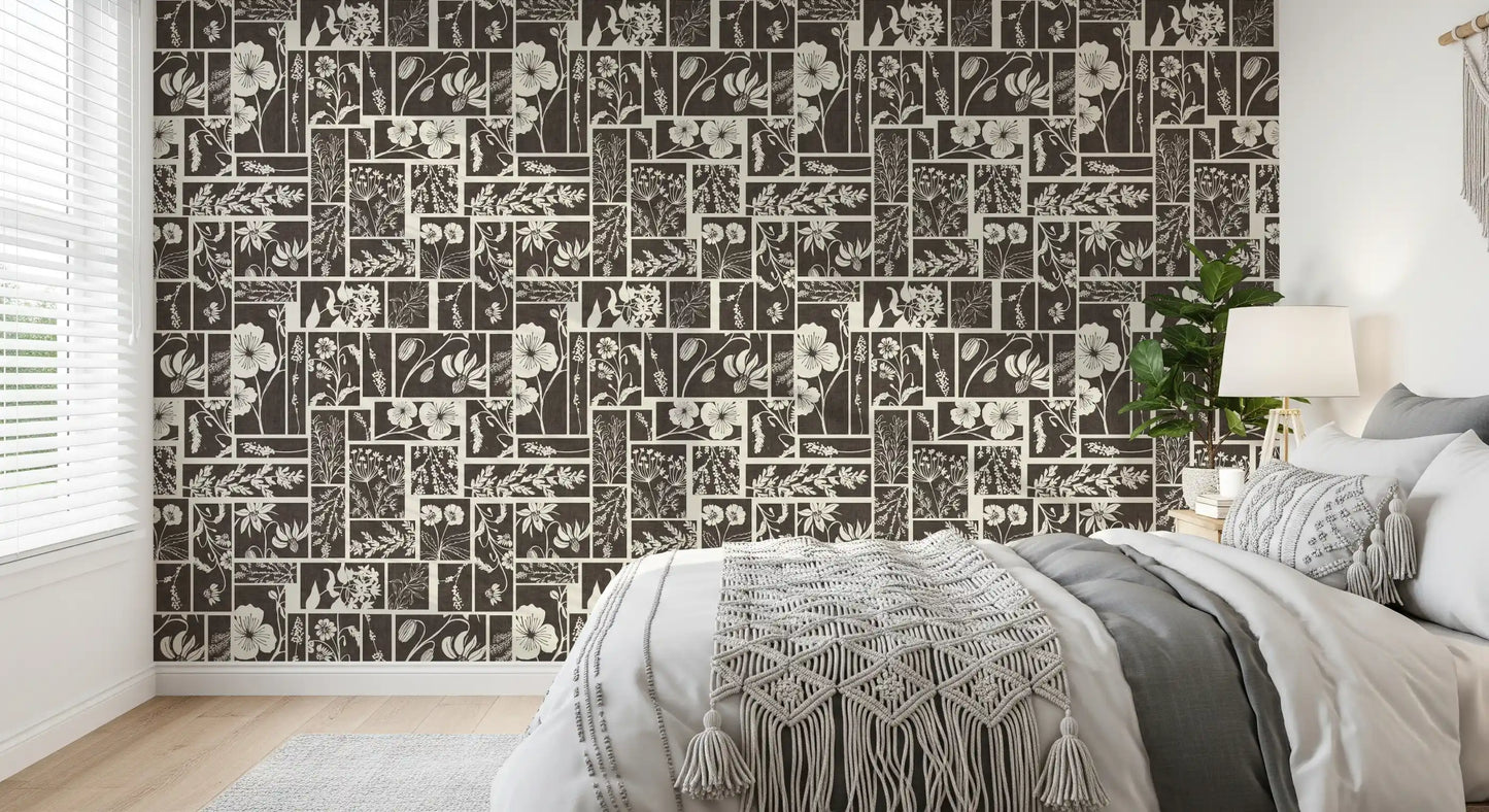 Botanical Block Print Wallpaper⁠