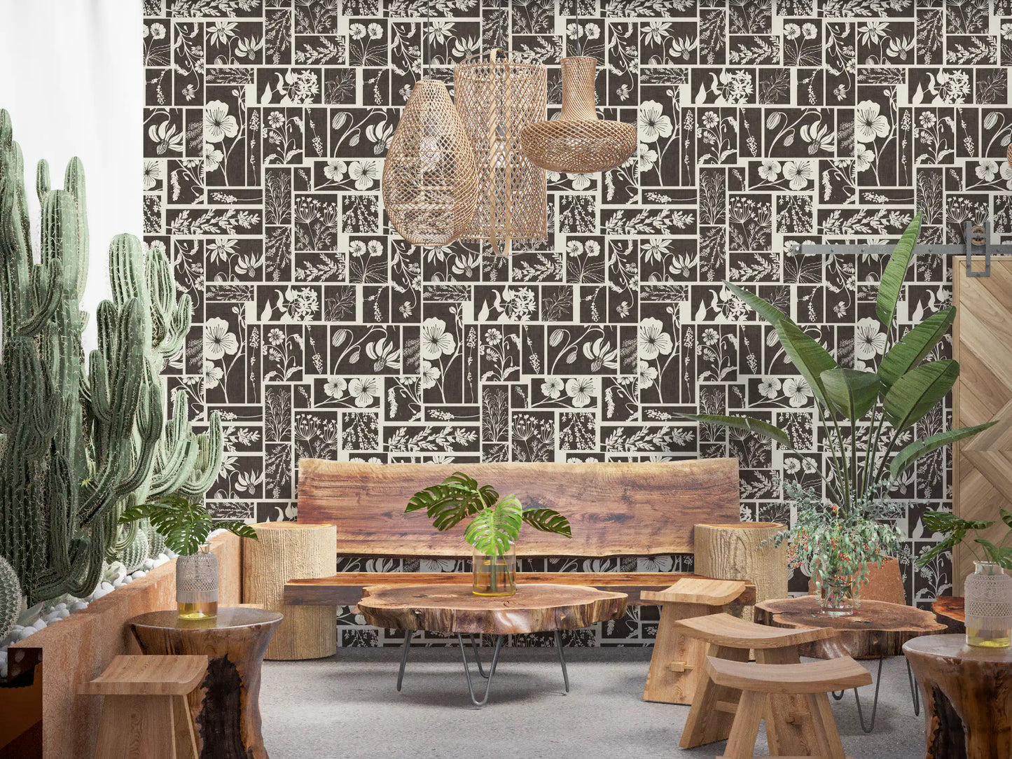 Botanical Block Print Wallpaper⁠