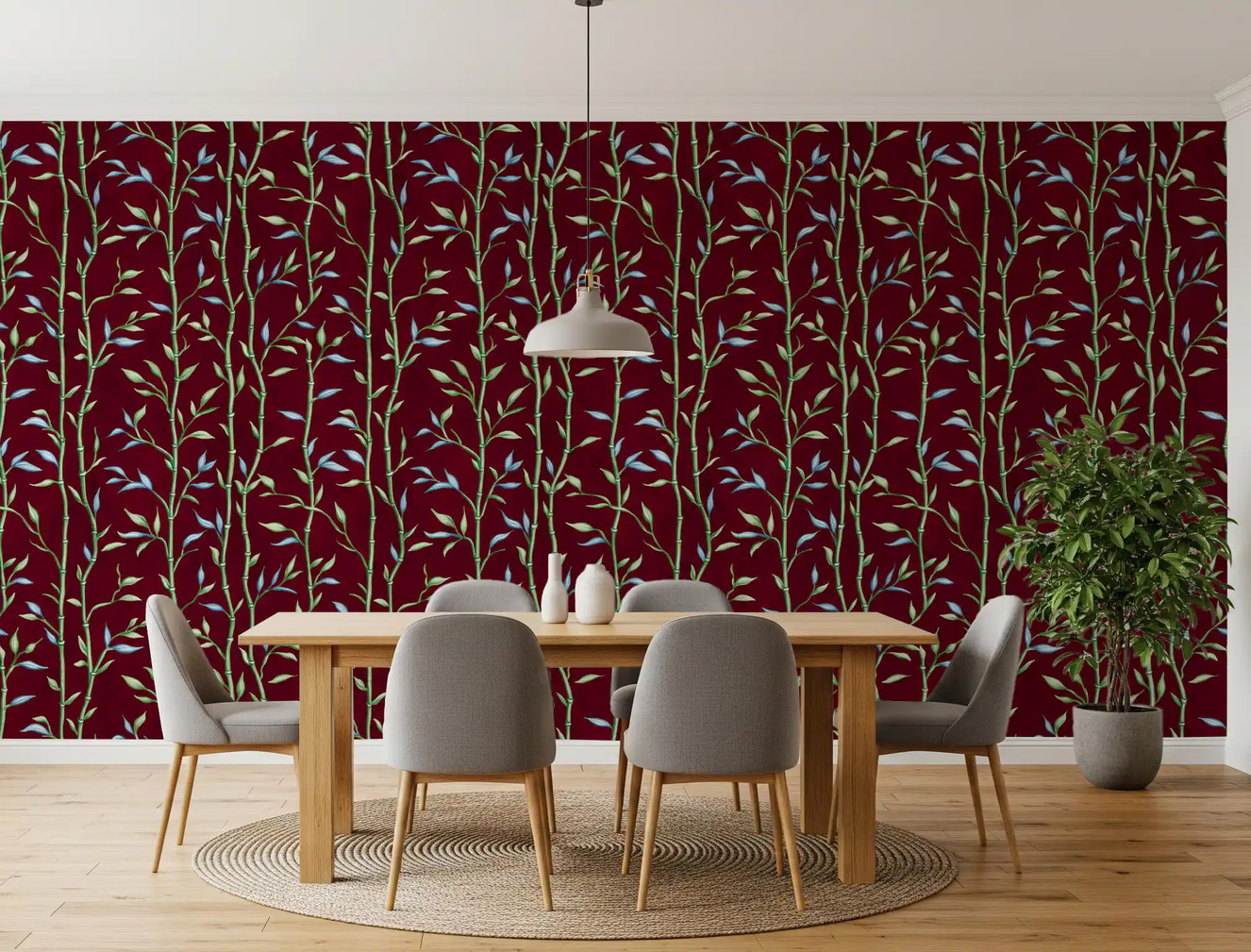 Bamboo Breeze Crimson Wallpaper⁠