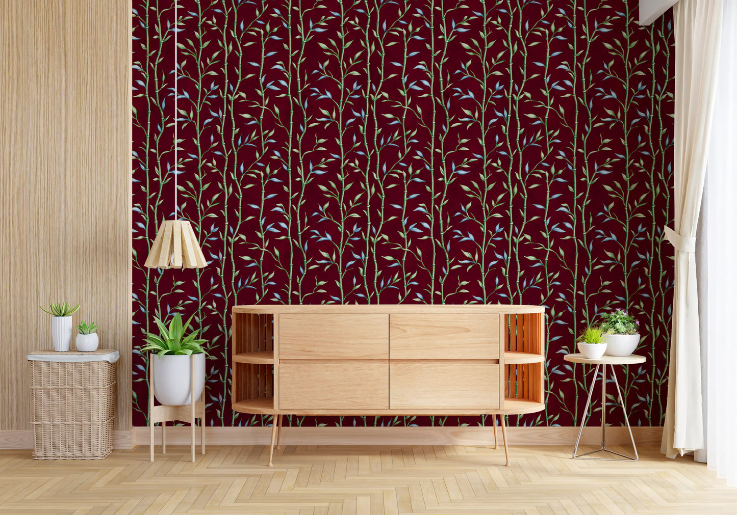 Bamboo Breeze Crimson Wallpaper⁠