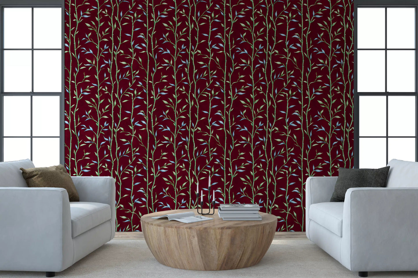 Bamboo Breeze Crimson Wallpaper⁠