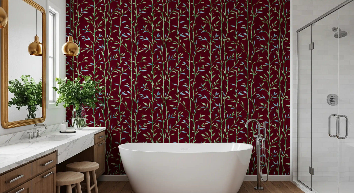 Bamboo Breeze Crimson Wallpaper⁠
