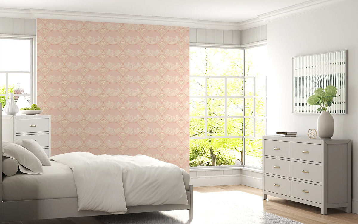 Ocean Wave Shell Design in Seashell Serenity Waves Wallpaper