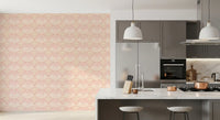 Seashell Serenity Waves Wallpaper enhancing a bright kitchen space