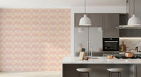Blush Shell & Wave Pattern Wallpaper kitchen interior