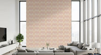 Coastal blush wallpaper adding detail to a relaxed modern Living room interior