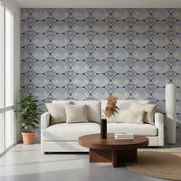 Ocean shells wallpaper adding detail to a modern lounge interior