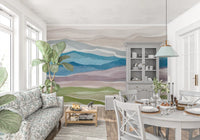 Dining room enhanced by Serene Layered Horizons Wall Mural layers