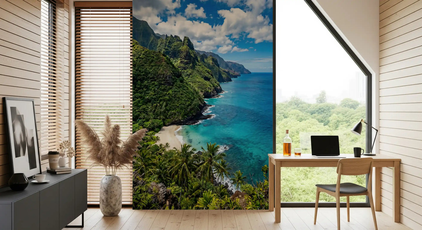 Emerald Cliffs, Turquoise Waters Wall Mural