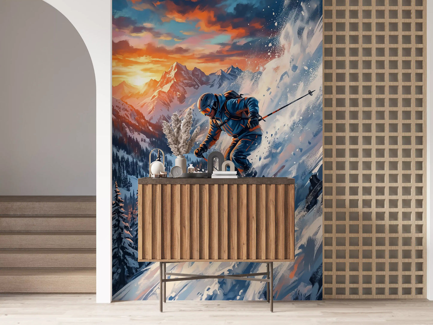 Alpine Adrenaline: Sunset Descent Wall Mural