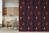 Robins in the Apple Tree wallpaper styled in a Dining room 