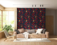 Red apple wallpaper highlighted in a entryway  area