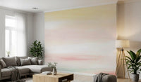 Dreamy horizon mural with soft brushed pastel surface