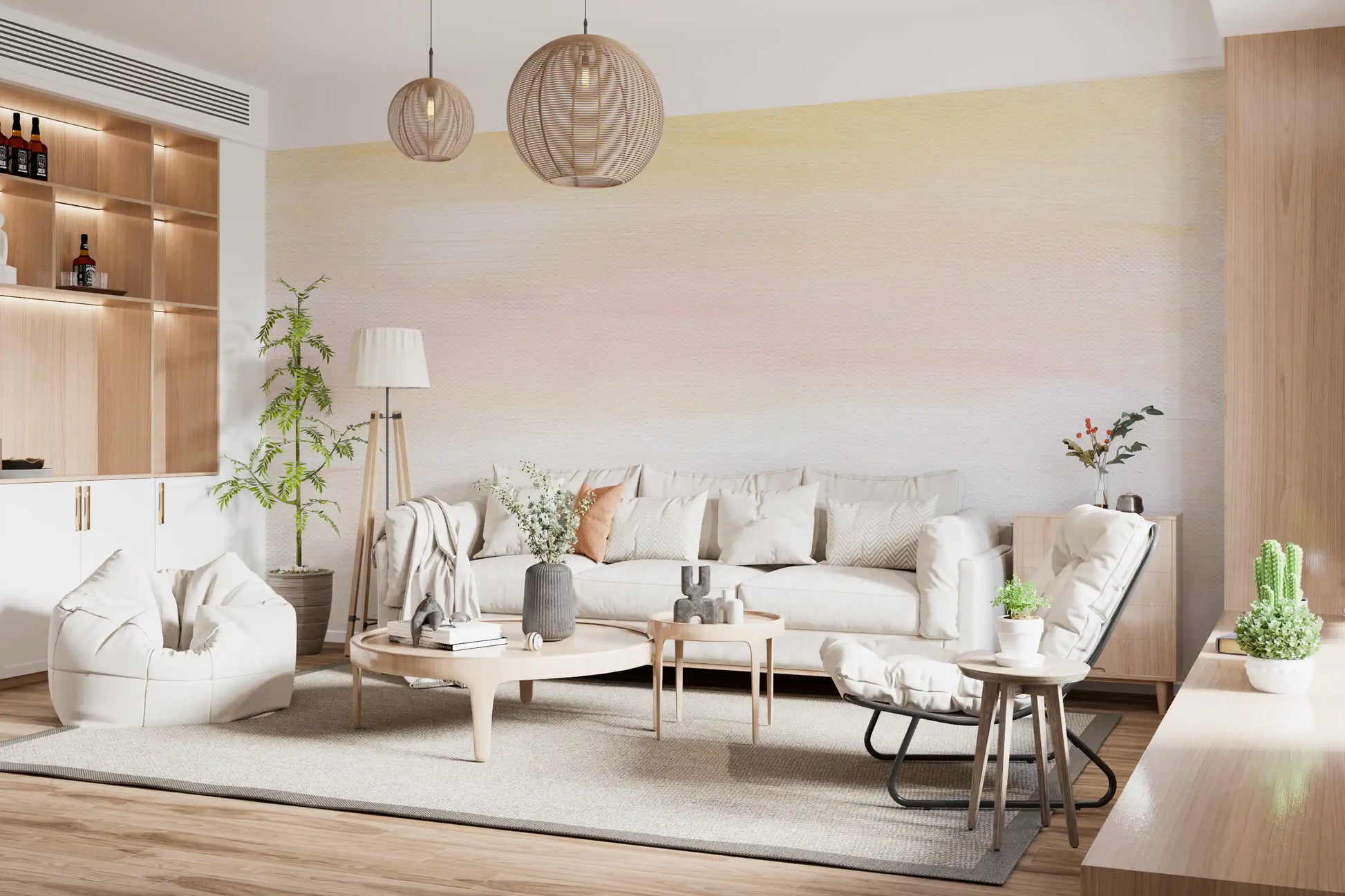 Soft dreamy sky finish in a peaceful living room
