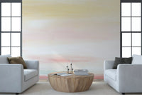 Airy sky-tone wall mural for a modern home office 