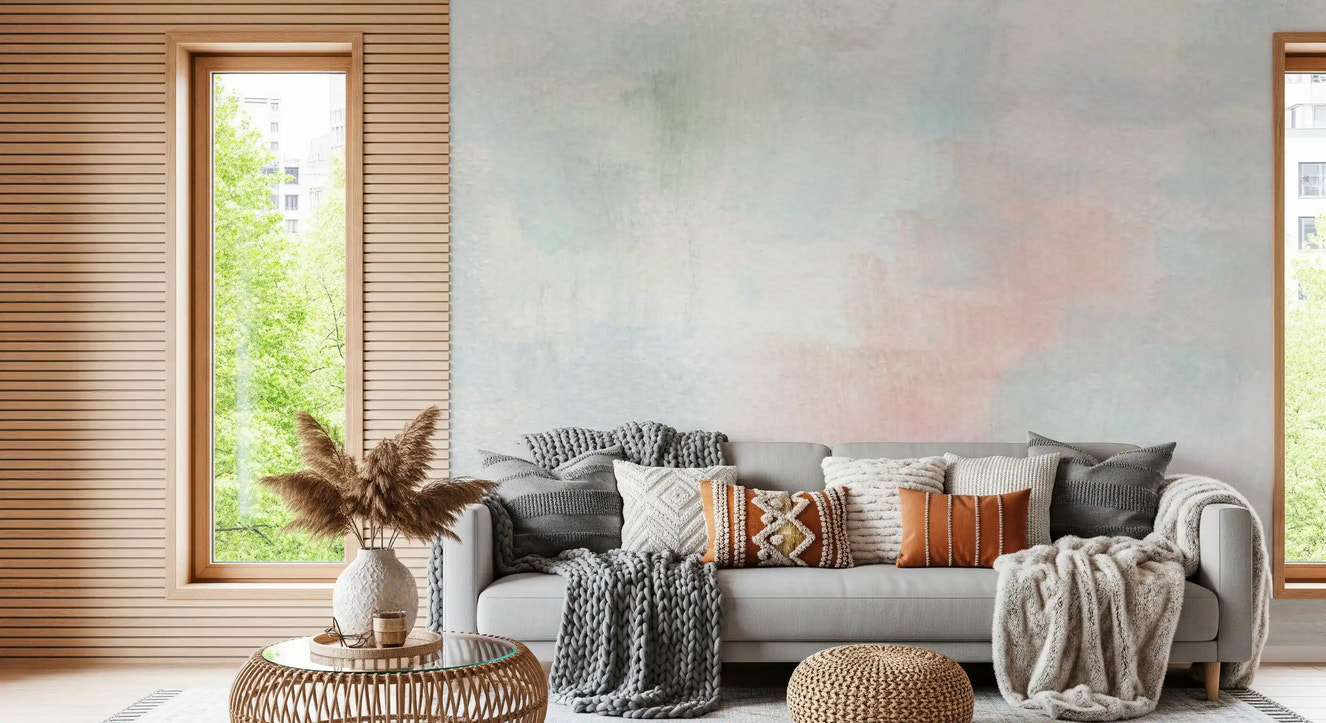 Whispers of Sky wall mural for a serene living room backdrop