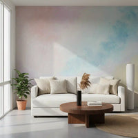 Sky mural in a Living room with soft fabrics and gentle daylight