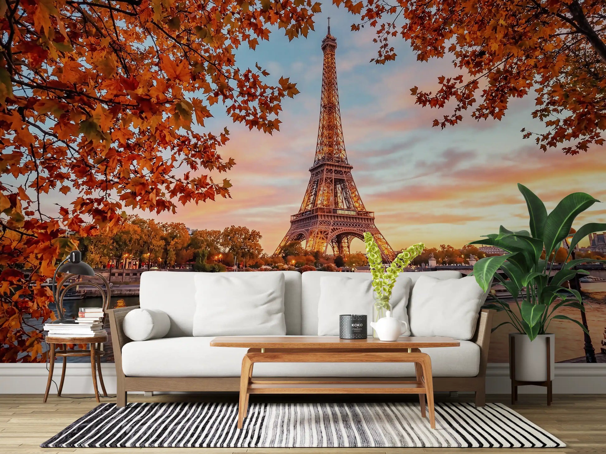 Autumn Glow wall mural in an entryway with elegant urban character