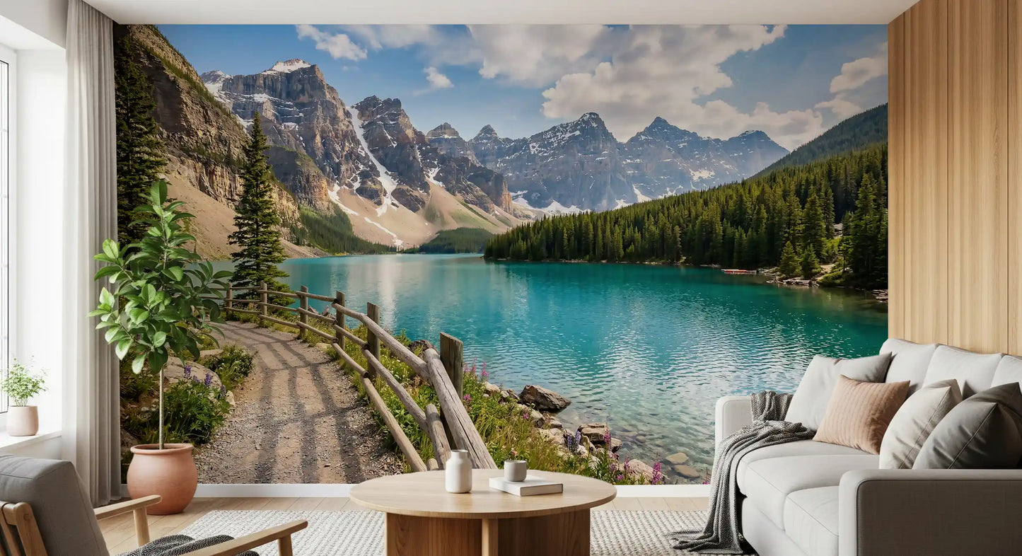 Turquoise Peaks & Pines Wall Mural