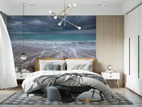 Horizon wall mural in a bedroom with modern decor