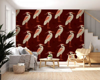 Burgundy Butterflies wall mural creating drama in a long hallway