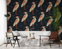 Navy butterflies wall mural in a luxury sitting room