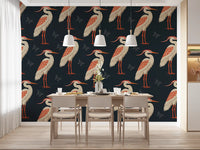 Navy butterflies wall mural in a refined Dining room